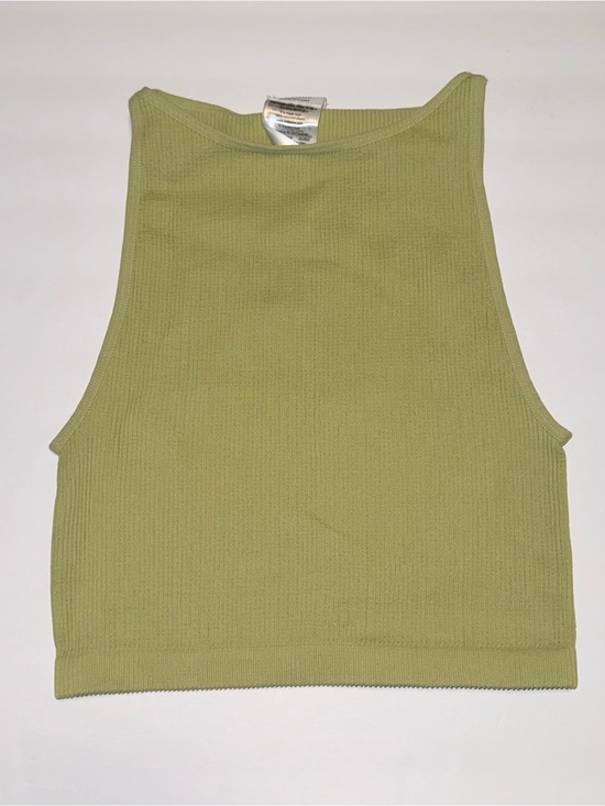 Cotton On Tops - Cotton On Olive Ribbed High-Neck Crop Tank